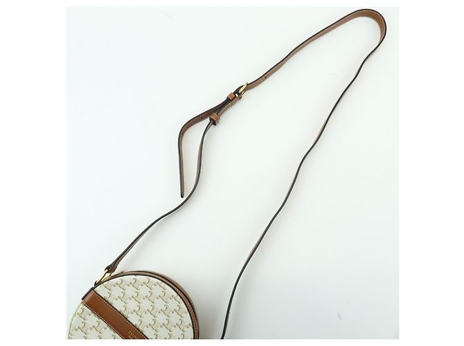 Céline Borsa a spalla e tracolla CELINE Macadam in pelle Ivory Brown - vista 6