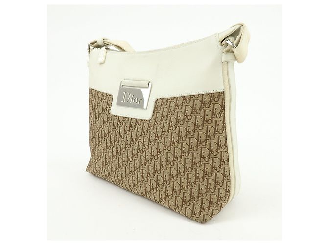 Borsa a tracolla Christian Dior Street Chic Trotter Canvas Leather Beige - vista 3
