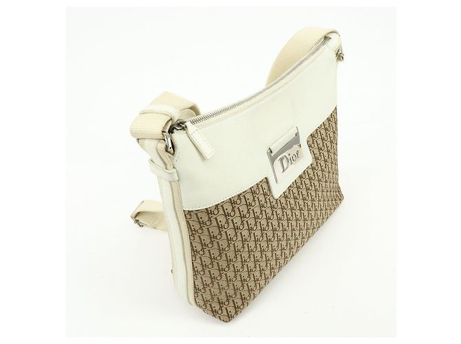 Borsa a tracolla Christian Dior Street Chic Trotter Canvas Leather Beige - vista 4