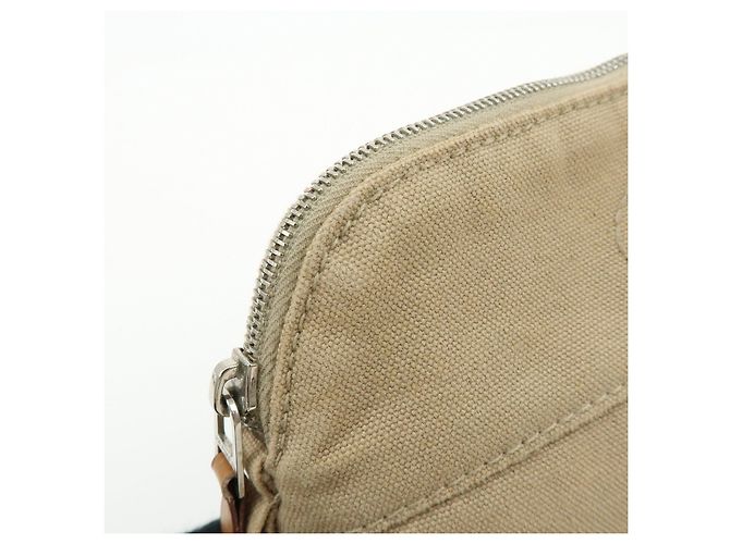 Hermès HERMES Bolide Mini Bolsa de Lona de Algodão e Couro Bege - vista 11