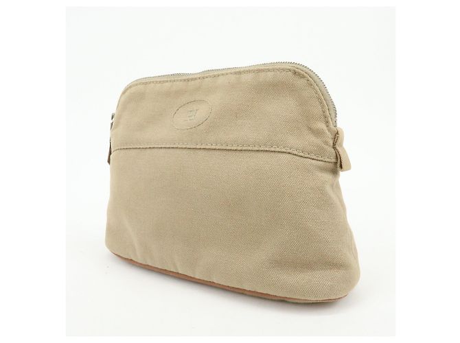 Hermès HERMES Bolide Mini Bolsa de Lona de Algodão e Couro Bege - vista 3