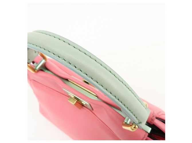 FENDI Peekaboo Mini Borsa a Tracolla e a Mano 2Way in Pelle Rosa 8BN244 - vista 11