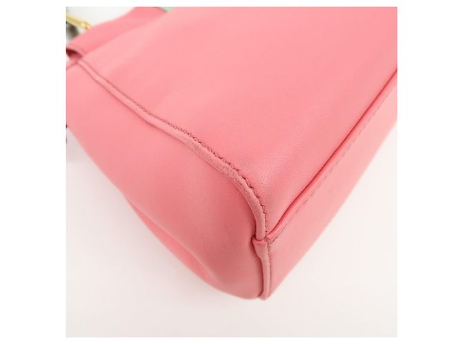 FENDI Peekaboo Mini Borsa a Tracolla e a Mano 2Way in Pelle Rosa 8BN244 - vista 14