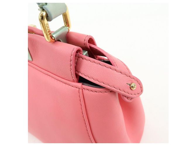 FENDI Peekaboo Mini Borsa a Tracolla e a Mano 2Way in Pelle Rosa 8BN244 - vista 16