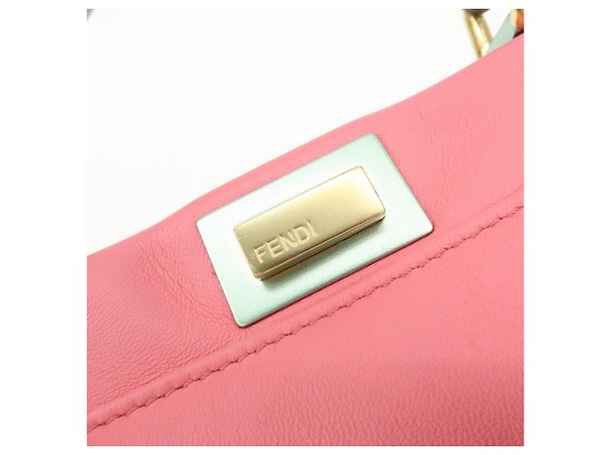 FENDI Peekaboo Mini Borsa a Tracolla e a Mano 2Way in Pelle Rosa 8BN244 - vista 19