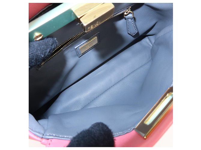 FENDI Peekaboo Mini Borsa a Tracolla e a Mano 2Way in Pelle Rosa 8BN244 - vista 20