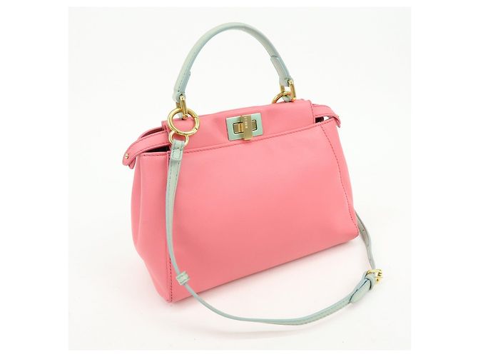 FENDI Peekaboo Mini Borsa a Tracolla e a Mano 2Way in Pelle Rosa 8BN244 - vista 4