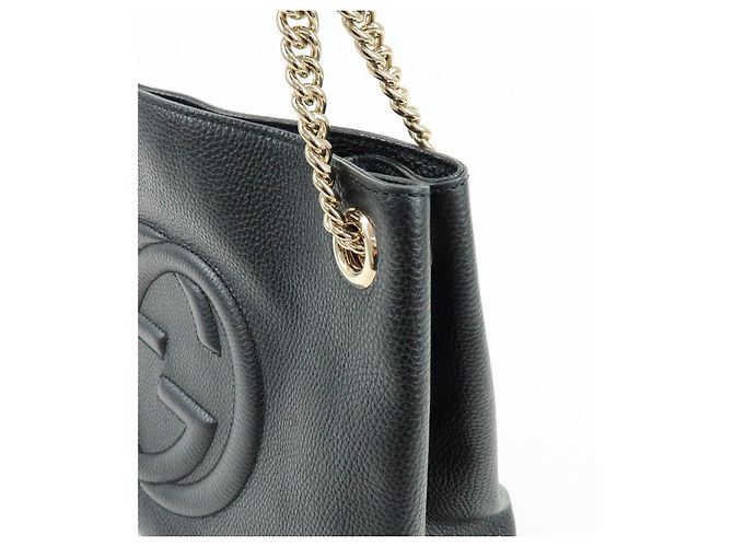 Borsa GUCCI SOHO Interlocking G Chain Shoulder Bag Tote Bag Black 536196 - vista 12