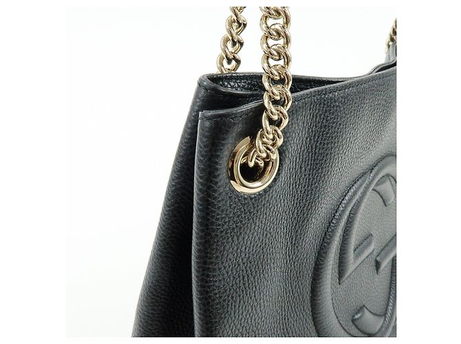 Borsa GUCCI SOHO Interlocking G Chain Shoulder Bag Tote Bag Black 536196 - vista 13