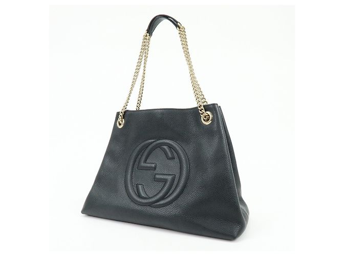 Borsa GUCCI SOHO Interlocking G Chain Shoulder Bag Tote Bag Black 536196 - vista 3