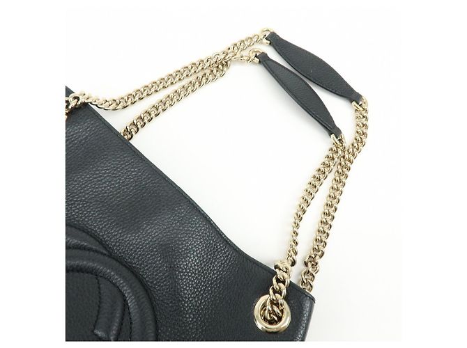 Borsa GUCCI SOHO Interlocking G Chain Shoulder Bag Tote Bag Black 536196 - vista 6