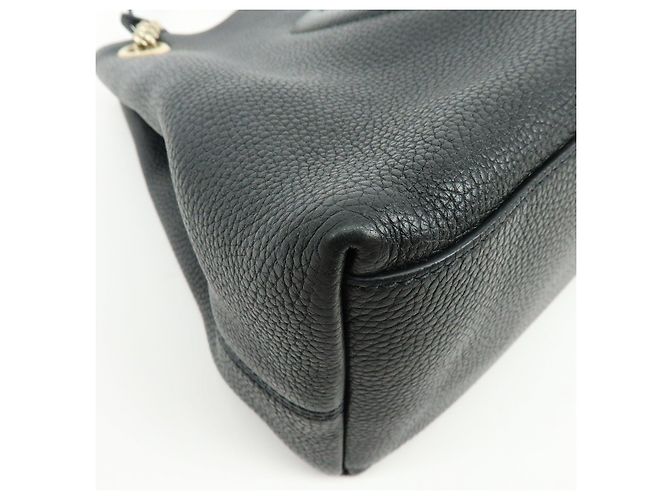 Borsa a tracolla in pelle con catena GUCCI SOHO Interlocking G Nero 536196 - vista 10