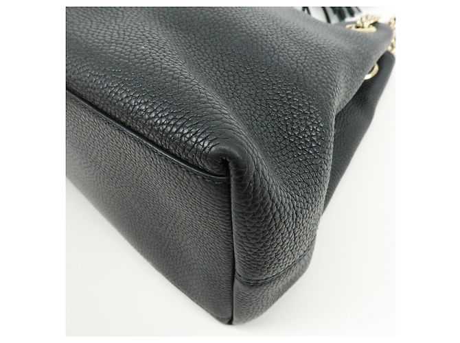 Borsa a tracolla in pelle con catena GUCCI SOHO Interlocking G Nero 536196 - vista 11