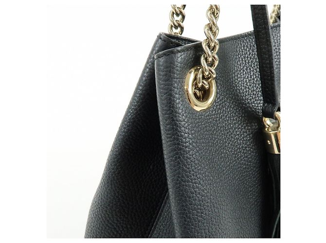 Borsa a tracolla in pelle con catena GUCCI SOHO Interlocking G Nero 536196 - vista 15