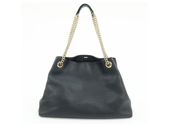 Borsa a tracolla in pelle con catena GUCCI SOHO Interlocking G Nero 536196 - vista 2