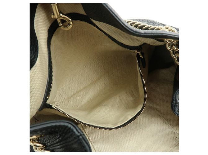 Borsa a tracolla in pelle con catena GUCCI SOHO Interlocking G Nero 536196 - vista 20