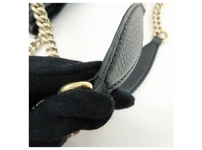 Borsa a tracolla in pelle con catena GUCCI SOHO Interlocking G Nero 536196 - vista 8