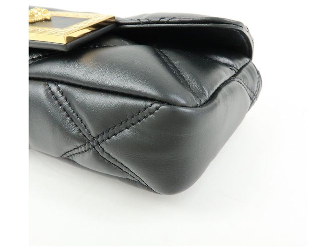 VERSACE Borsa a tracolla in pelle Medusa con catena Nera - vista 10