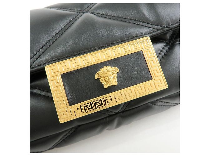 VERSACE Borsa a tracolla in pelle Medusa con catena Nera - vista 18