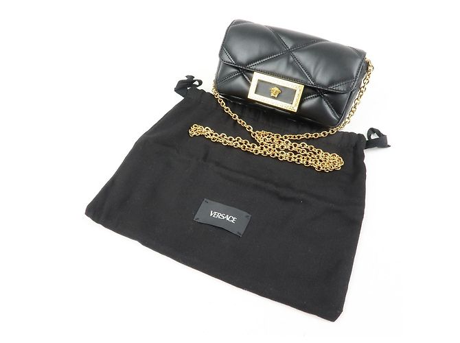 VERSACE Borsa a tracolla in pelle Medusa con catena Nera - vista 23