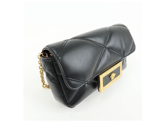VERSACE Borsa a tracolla in pelle Medusa con catena Nera - vista 4