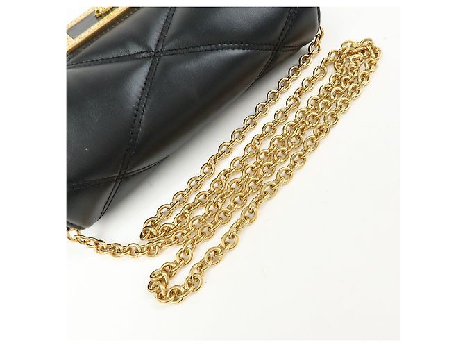 VERSACE Borsa a tracolla in pelle Medusa con catena Nera - vista 7