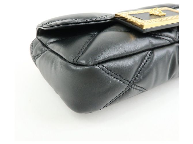 VERSACE Borsa a tracolla in pelle Medusa con catena Nera - vista 9