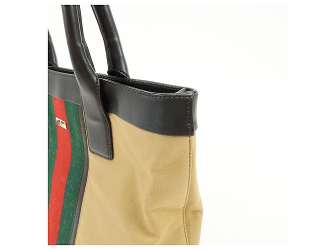 Borsa Tote e Borsa a Tracolla GUCCI Sherry Canvas Leather Brown Beige 002・1119 - vista 14