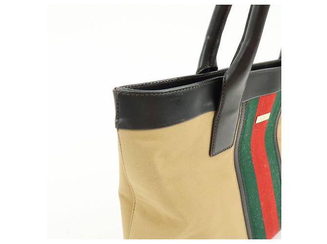 Borsa Tote e Borsa a Tracolla GUCCI Sherry Canvas Leather Brown Beige 002・1119 - vista 15