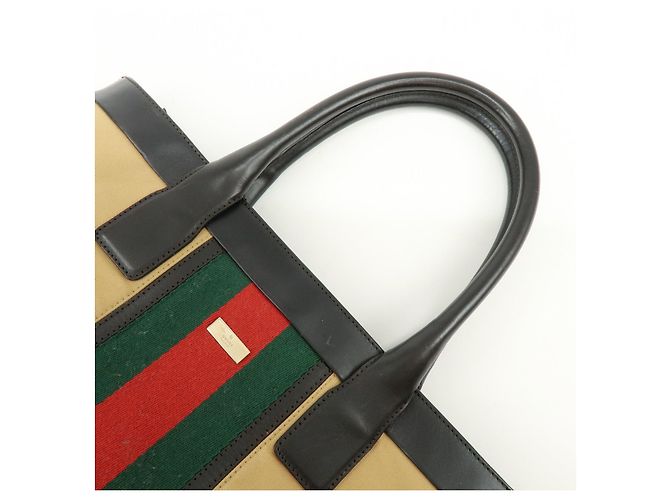 Borsa Tote e Borsa a Tracolla GUCCI Sherry Canvas Leather Brown Beige 002・1119 - vista 6