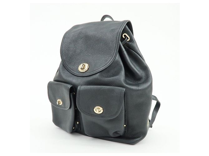 COACH Logo Leder-Rucksack mit Drehverschluss Schwarz - Ansicht 3