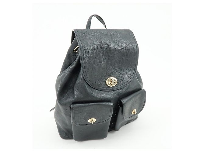 COACH Logo Leder-Rucksack mit Drehverschluss Schwarz - Ansicht 4