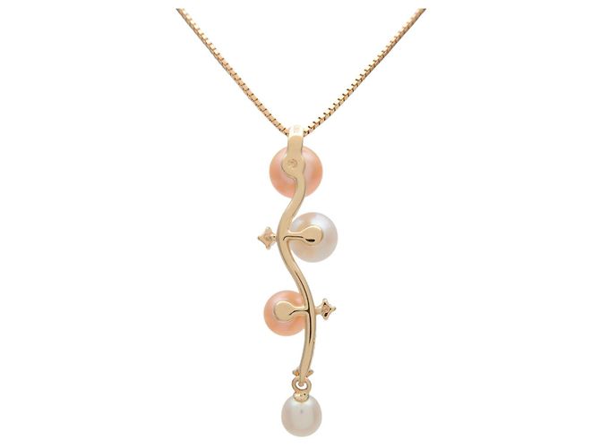 Collana TASAKI Perla e Diamante 0.03ct K18 750YG Oro Giallo - vista 2