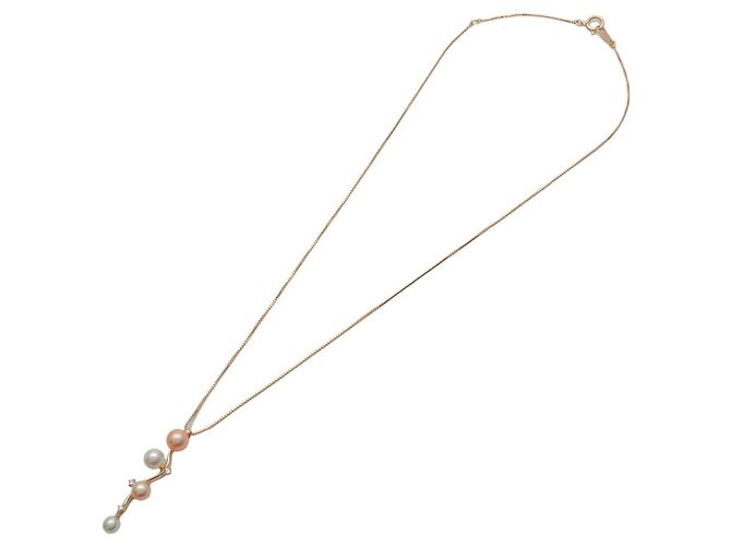 Collana TASAKI Perla e Diamante 0.03ct K18 750YG Oro Giallo - vista 3