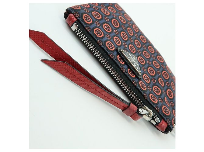 PRADA Triangle Logo Nylon Leather Mini Pouch Key Ring Navy 2TT072 - view 14
