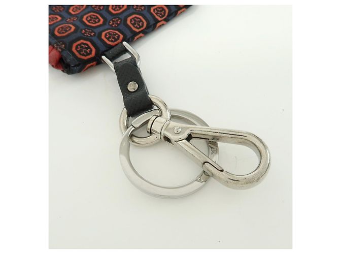 PRADA Triangle Logo Nylon Leather Mini Pouch Key Ring Navy 2TT072 - view 17