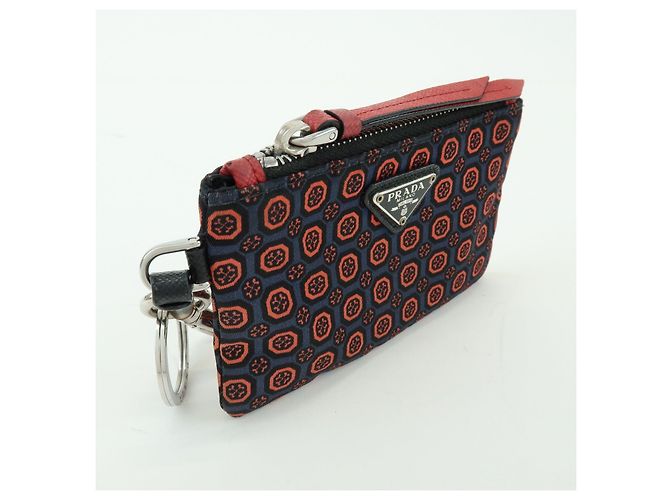 PRADA Triangle Logo Nylon Leather Mini Pouch Key Ring Navy 2TT072 - view 4