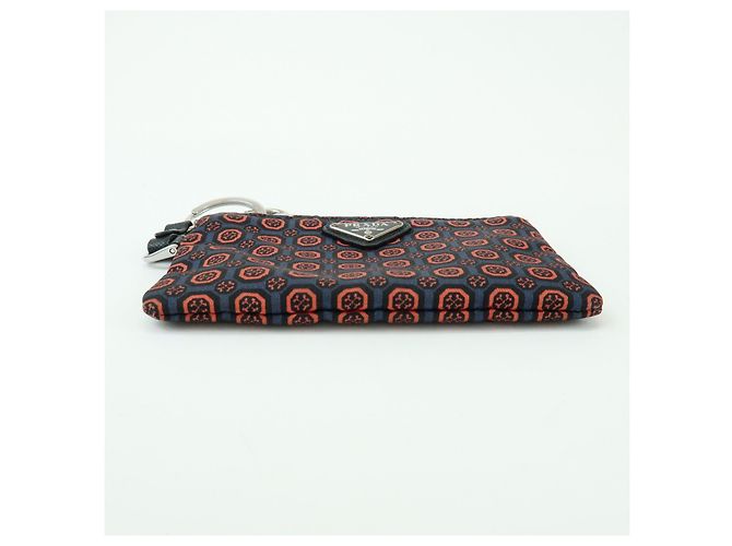 PRADA Triangle Logo Nylon Leather Mini Pouch Key Ring Navy 2TT072 - view 5