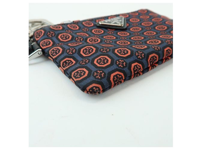 PRADA Triangle Logo Nylon Leather Mini Pouch Key Ring Navy 2TT072 - view 6
