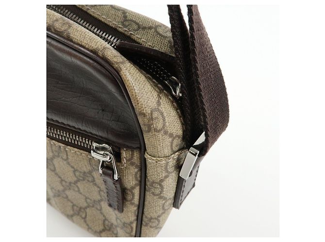 Borsa a tracolla e a spalla Gucci GG Canvas Leather Brown 114291 - vista 13