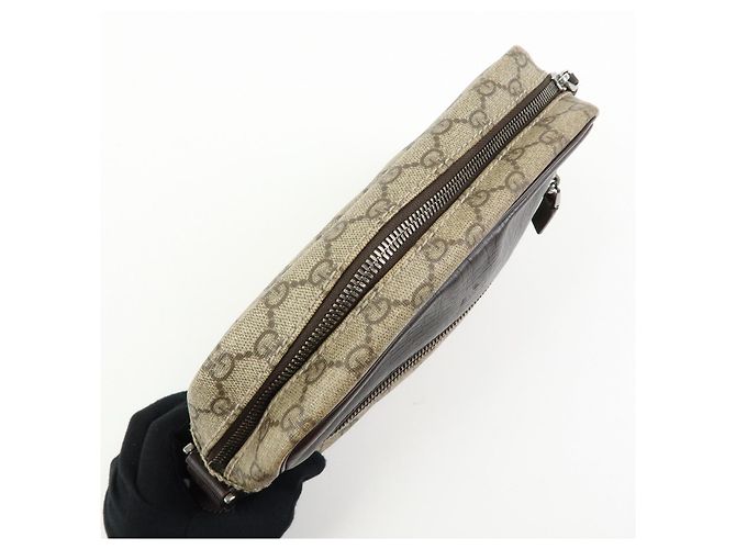 Borsa a tracolla e a spalla Gucci GG Canvas Leather Brown 114291 - vista 15