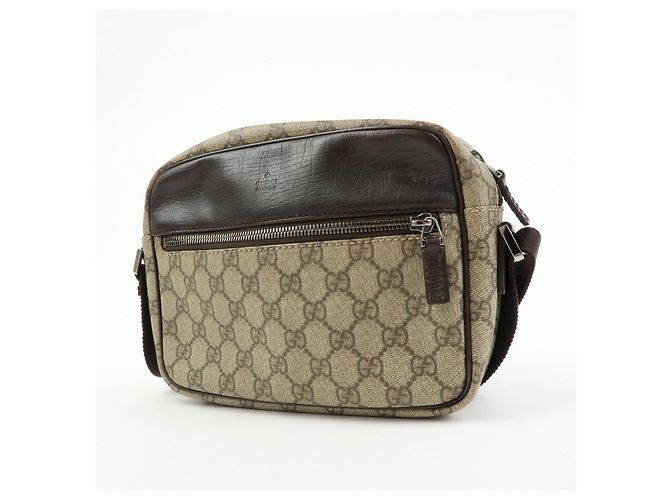Borsa a tracolla e a spalla Gucci GG Canvas Leather Brown 114291 - vista 3