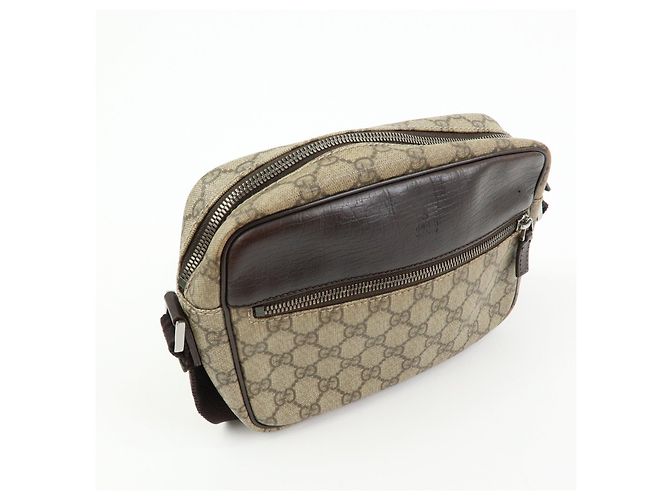 Borsa a tracolla e a spalla Gucci GG Canvas Leather Brown 114291 - vista 4