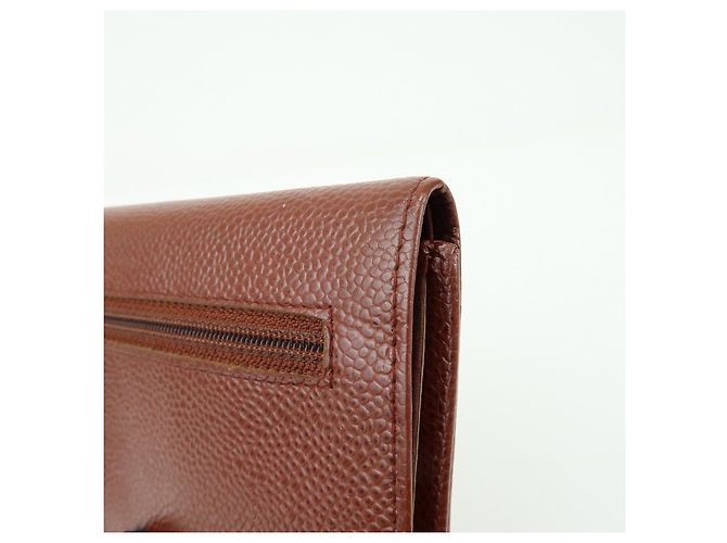 Cartera compacta tri-fold CHANEL COCO Mark de piel caviar marrón - vista 11