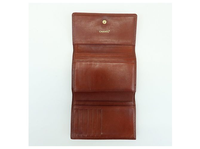 Cartera compacta tri-fold CHANEL COCO Mark de piel caviar marrón - vista 16