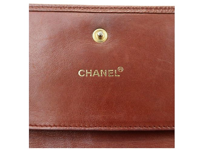 Cartera compacta tri-fold CHANEL COCO Mark de piel caviar marrón - vista 23
