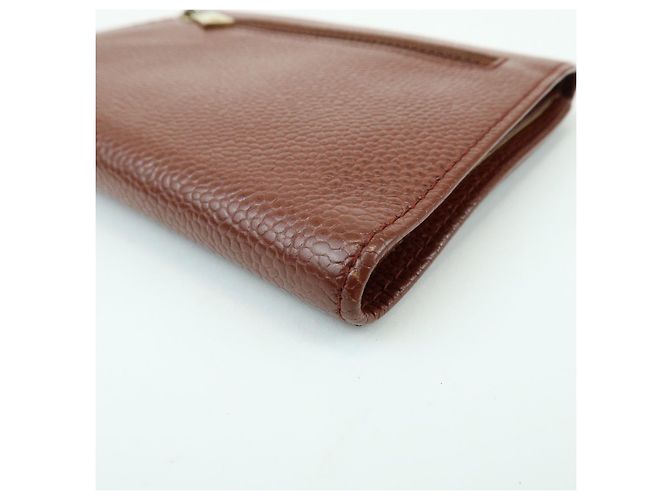 Cartera compacta tri-fold CHANEL COCO Mark de piel caviar marrón - vista 8