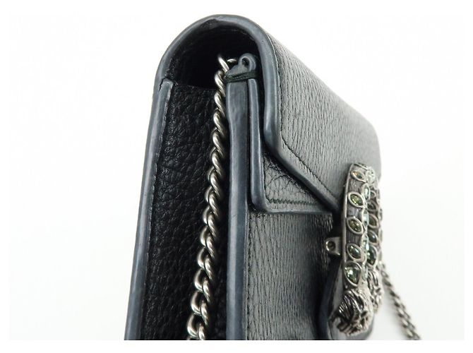 Borsa a tracolla GUCCI Dionysus Super Mini Bag in pelle con catena Nera - vista 12