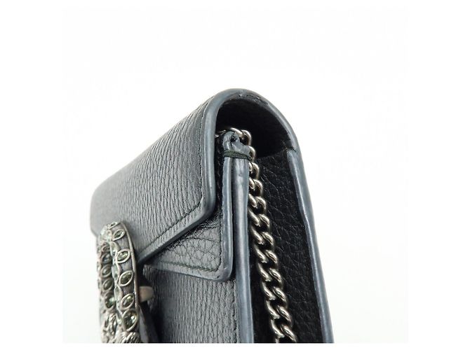 Borsa a tracolla GUCCI Dionysus Super Mini Bag in pelle con catena Nera - vista 13