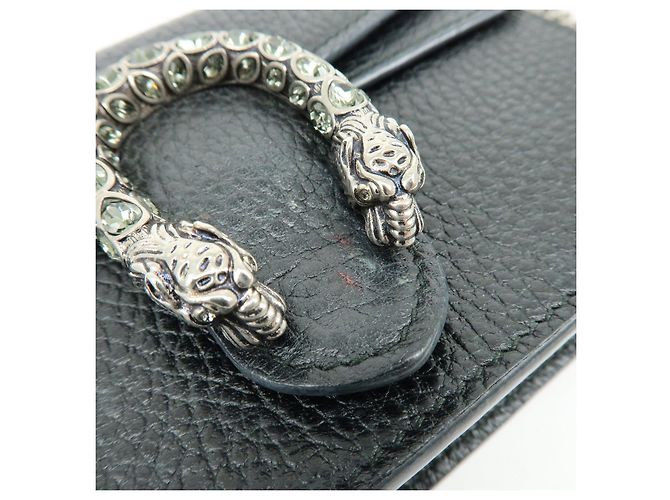 Borsa a tracolla GUCCI Dionysus Super Mini Bag in pelle con catena Nera - vista 17